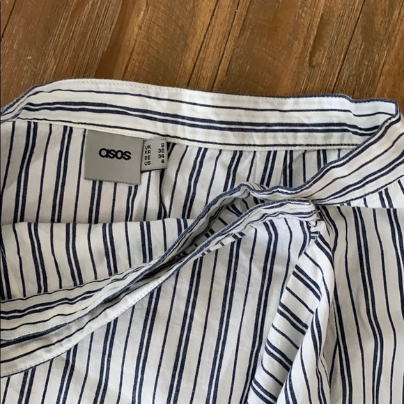 Blue & White Striped ASOS Wrap Midi Skirt. Sz 4. - Picture 2 of 5